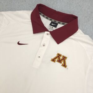 Nike Dri-Fit Polo Golf Shirt Mens L White Minnesota Golden Gophers NCAA Football